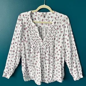 White Floral Top Lucky Brand L